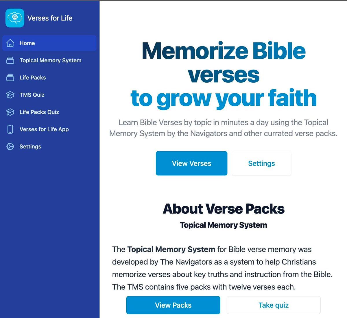 The new Verses for Life website